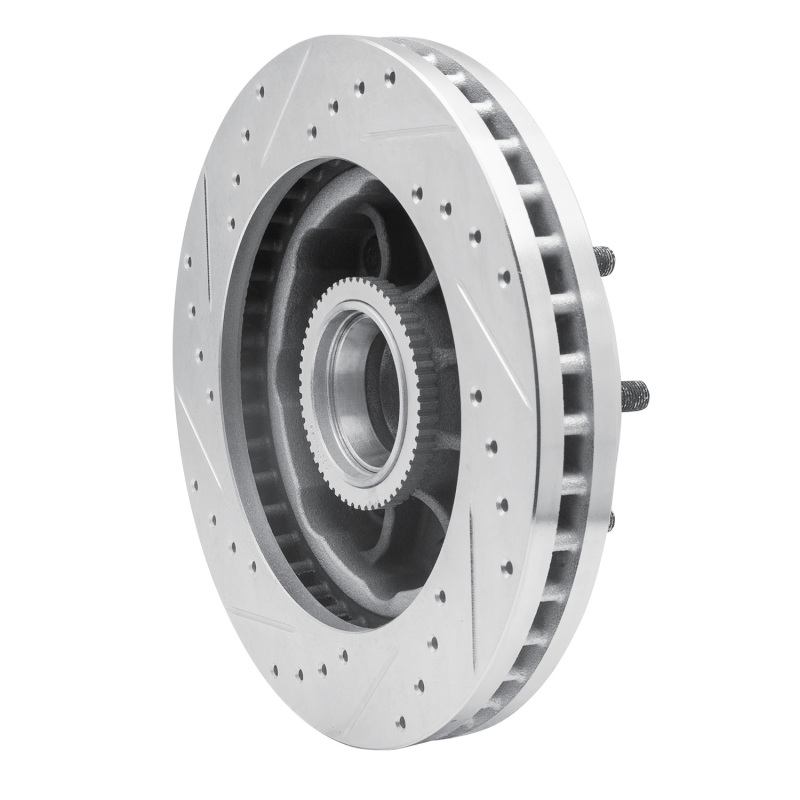 Chevrolet Express 3500 Brake Rotor (1) - Front Right - R1 Concepts - Drilled & Slotted - Silver - `01-`02